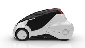 Having covered rear wheels, the first prototype resembled a compact vacuum cleaner. PHOTO: Uniti